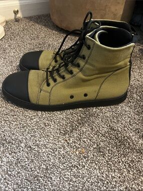 Woobies Men's Olive Tactical High-Top Canvas Sneakers with Black Accents SZ 10